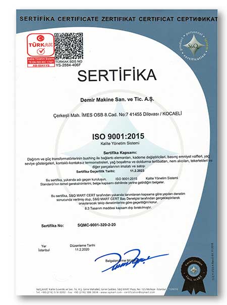 Demir Makine ISO Sertifikası